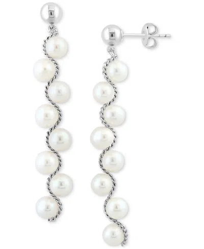 Effy Collection Effy Freshwater Pearl Linear Drop Earrings In Sterling Silver