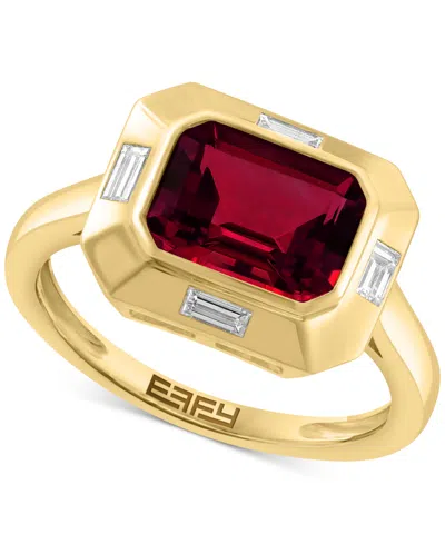 Effy Collection Effy Garnet (2-1/2 Ct. T.w.) & White Topaz (1/2 Ct. T.w.) Ring In 14k Gold In Red