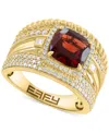 Effy Collection Effy Garnet (2-1/5 Ct. T.w.) & Diamond (5/8 Ct. T.w.), Multirow Statement Ring In 14k Gold-plated St In Garnet