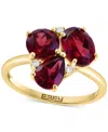 Effy Collection Effy Garnet (3-3/4 Ct. T.w.) & Diamond (1/20 Ct. T.w.) Mixed Cut Cluster Ring In 14k Gold In Garnet