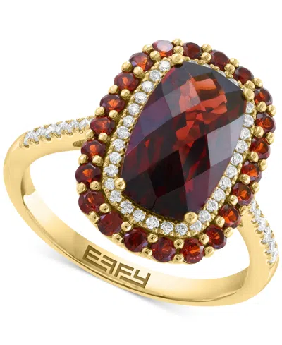 Effy Collection Effy Garnet (4-1/3 Ct. T.w.) & Diamond (1/5 Ct. T.w.) Halo Ring In 14k Gold