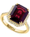 Effy Collection Effy Garnet (6 Ct. T.w.) & Diamond (1/5 Ct. T.w.) Halo Ring In 14k Gold In Garnet