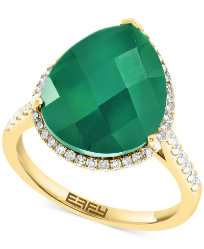 Effy Collection Effy Green Onyx (7-5/8 Ct. T.w.) & Diamond (3/8 Ct. T.w.) Pear Halo Ring In 14k Gold