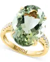 Effy Collection Effy Green Quartz (12-1/10 Ct. T.w.) & Diamond (1/5 Ct. T.w.) Statement Ring In 14k Gold In Green Quartz