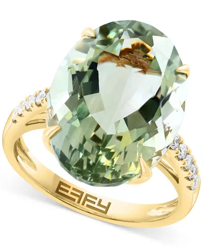 Effy Collection Effy Green Quartz (12-1/10 Ct. T.w.) & Diamond (1/5 Ct. T.w.) Statement Ring In 14k Gold