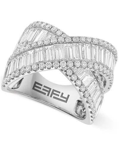 Effy Collection Effy Lab Grown Diamond Baguette & Round Crossover Statement Ring (5-1/10 Ct. T.w.) In 14k White Gold