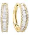Effy Collection Effy Lab Grown Diamond Baguette & Round Hoop Earrings (2-3/8 Ct. T.w.) In 14k White Or Yellow Gold In Yellow Gold