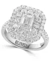 Effy Collection Effy Lab Grown Diamond Emerald- & Round-cut Halo Ring (2-1/5 Ct. T.w.) In 14k White Gold In Gold