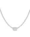 Effy Collection Effy Lab Grown Diamond Emerald- & Round-cut Halo18" Collar Necklace (2-7/8 Ct. T.w.) In 14k White Go In Gold