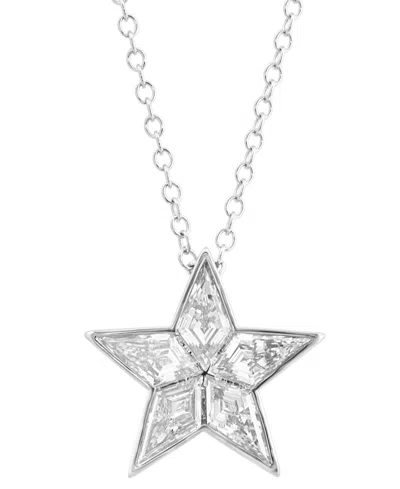 Effy Collection Effy Lab Grown Diamond Fancy-cut Star Pendant Necklace (1 Ct. T.w.) In 14k White Gold, 17" + 2" Exte