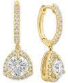 Effy Collection Effy Lab Grown Diamond Halo Dangle Hoop Earrings (2-3/8 Ct. T.w.) In 14k Gold