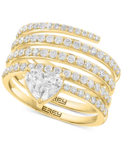 Effy Collection Effy Lab Grown Diamond Heart & Round Coil Wrap Ring (1-7/8 Ct. T.w.) In 14k Gold In Yellow Gold