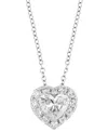 Effy Collection Effy Lab Grown Diamond Heart & Round Halo 18" Pendant Necklace (2-1/10 Ct. T.w.) In 14k White Gold In White Gold