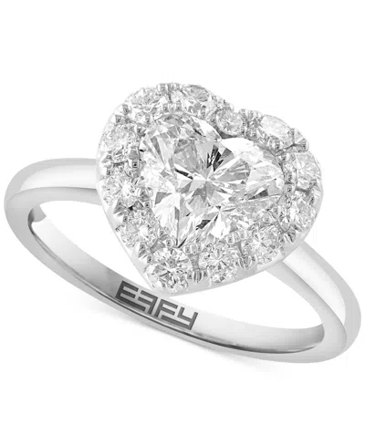 Effy Collection Effy Lab Grown Diamond Heart & Round Halo Ring (2-1/10 Ct. T.w.) In 14k White Gold