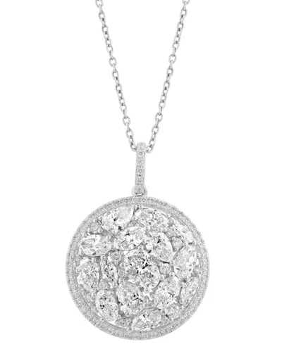 Effy Collection Effy Lab Grown Diamond Mixed Cut Cluster Pendant Necklace (3-1/4 Ct. T.w.) In 14k White Gold, 17" + 