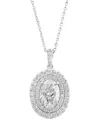 Effy Collection Effy Lab Grown Diamond Oval & Round Double Halo 18" Pendant Necklace (2-3/4 Ct. T.w.) In 14k White G In White Gold