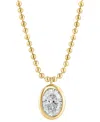 Effy Collection Effy Lab Grown Diamond Oval Bezel Beaded 18" Pendant Necklace (2 Ct. T.w.) In 14k Gold In Yellow Gold