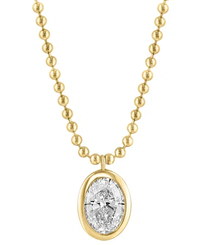 Effy Collection Effy Lab Grown Diamond Oval Bezel Beaded 18" Pendant Necklace (2 Ct. T.w.) In 14k Gold In Yellow Gold