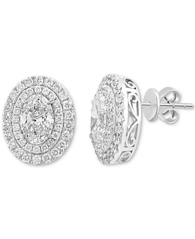 Effy Collection Effy Lab Grown Diamond Oval Double Halo Stud Earrings (2-7/8 Ct. T.w.) In 14k White Gold