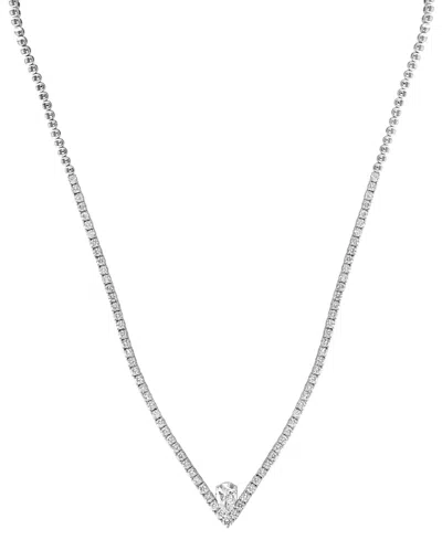 Effy Collection Effy Lab Grown Diamond Pear & Round Chevron 18" Tennis Necklace (5-1/2 Ct. T.w.) In 14k White Gold