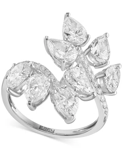 Effy Collection Effy Lab Grown Diamond Pear & Round Leaf Motif Bypass Ring (3-1/4 Ct. T.w.) In 14k White Gold