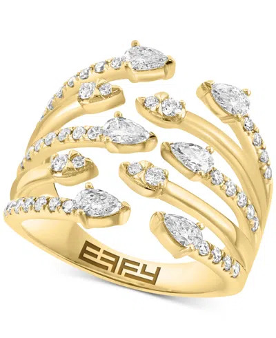 Effy Collection Effy Lab Grown Diamond Pear & Round Multirow Statement Ring (1-1/20 Ct. T.w.) In 14k Gold In Yellow Gold