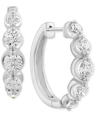 Effy Collection Effy Lab Grown Diamond Small Hoop Earrings (1-5/8 Ct. T.w.) In 14k White Gold, 0.79"