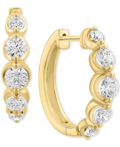 Effy Collection Effy Lab Grown Diamond Small Hoop Earrings (1-5/8 Ct. T.w.) In 14k Yellow Gold, 0.79"