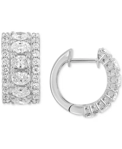 Effy Collection Effy Lab Grown Diamond Small Hoop Earrings (2-1/5 Ct. T.w.) In 14k White Gold, 0.59"