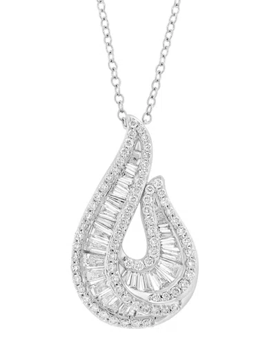 Effy Collection Effy Lab Grown Diamond Tear-shape Pendant Necklace (1-1/5 Ct. T.w.) In 14k White Gold, 17" + 1" Exte