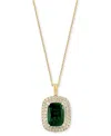 Effy Collection Effy Lab Grown Emerald (6-1/5 Ct. T.w.) & Lab Grown Diamond (1 Ct. T.w.) 18" Pendant Necklace In 14k In Emerald