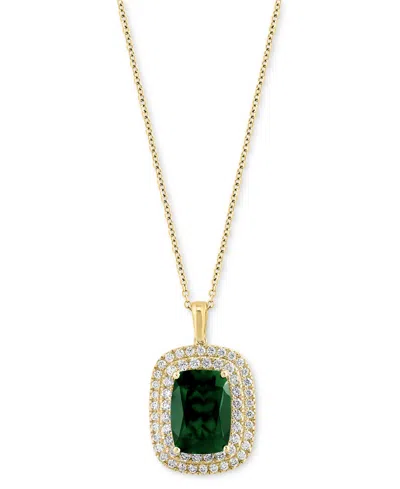 Effy Collection Effy Lab Grown Emerald (6-1/5 Ct. T.w.) & Lab Grown Diamond (1 Ct. T.w.) 18" Pendant Necklace In 14k
