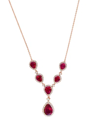 Effy Collection Effy Lab Grown Ruby (16-1/4 Ct. T.w.) & Lab Grown Diamond (2-5/8 Ct. T.w.) 18" Statement Necklace In In Red