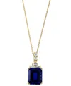 Effy Collection Effy Lab Grown Sapphire (10 Ct. T.w.) & Lab Grown Diamond (1/2 Ct. T.w.) 18" Pendant Necklace In 14k In Yellow Gold