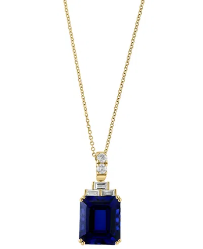 Effy Collection Effy Lab Grown Sapphire (10 Ct. T.w.) & Lab Grown Diamond (1/2 Ct. T.w.) 18" Pendant Necklace In 14k In Yellow Gold