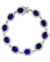 Effy Collection Effy Lab Grown Sapphire (19 Ct. T.w.) & Lab Grown Diamond (4-3/8 Ct. T.w.) Halo Link Bracelet In 14k In White Gold