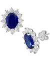 Effy Collection Effy Lab Grown Sapphire (3-3/4 Ct. T.w.) & Lab Grown Diamond (1-5/8 Ct. T.w.) Halo Stud Earrings In In 14k White Gold