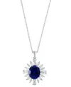 Effy Collection Effy Lab Grown Sapphire (4-1/2 Ct. T.w.) & Lab Grown Diamond (1-3/4 Ct. T.w.) Starburst Halo 18" Pen In Blue