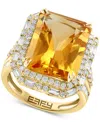 Effy Collection Effy Limited Edition Citrine (11-1/2 Ct. T.w.) & Diamond (1-1/3 Ct. T.w.) Halo Ring In 14k Gold In Citrine