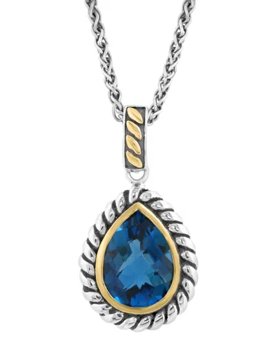 Effy Collection Effy London Blue Topaz 18" Pendant Necklace (6-1/2 Ct. T.w.) In Sterling Silver & 14k Gold-plate