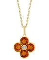 Effy Collection Effy London Blue Topaz (2-1/3 Ct. T.w.) & Diamond Accent Flower 18" Pendant Necklace In 14k Yellow G