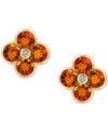 Effy Collection Effy London Blue Topaz (2-5/8 Ct. T.w.) & Diamond Accent Flower Stud Earrings In 14k Yellow Gold (al