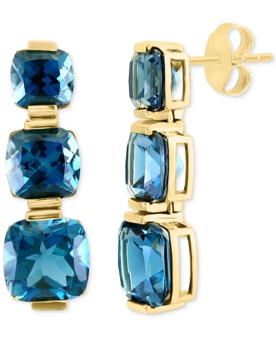 Effy Collection Effy London Blue Topaz Graduated Drop Earrings (10-3/4 Ct. T.w.) In 14k Gold In Yellow Gold