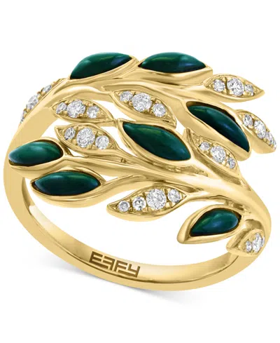Effy Collection Effy Malachite & Diamond (1/5 Ct. T.w.) Vine Inspired Ring In 14k Gold