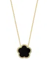 Effy Collection Effy Malachite & Diamond (1/6 Ct. T.w.) Flower Halo 18" Pendant Necklace In 14k Gold (also In Onyx)