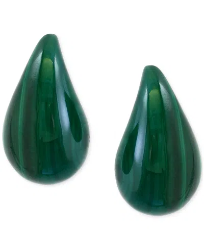 Effy Collection Effy Malachite Fancy-cut Curved Teardrop Stud Earrings In 14k Gold