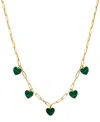 Effy Collection Effy Malachite Heart Dangle Paperclip Link 16" Collar Necklace In 14k Gold In Malachite