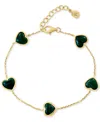 Effy Collection Effy Malachite Heart Station Chain Link Bracelet In 14k Gold In Yellow Gold