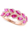 Effy Collection Effy Marquise-cut Ruby (1-5/8 Ct. T.w.) & Diamond (1/3 Ct. T.w.) Statement Ring In 14k Rose Gold In Ruby