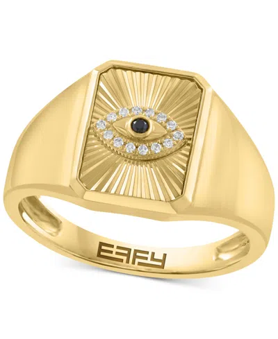 Effy Collection Effy Men's Black & White Diamond Evil Eye Sunray Ring (1/20 Ct. T.w.) In 14k Gold